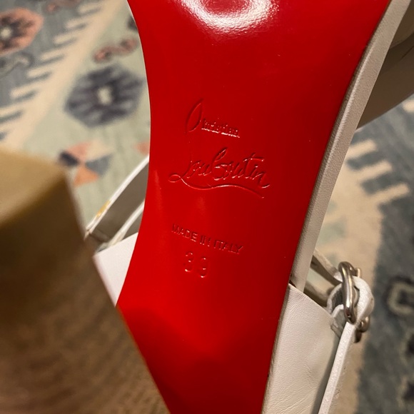 Rare! ✨Christian Louboutin Guernica 100 Calf/Cuoio Heel White/Grezzo - Picture 5 of 10